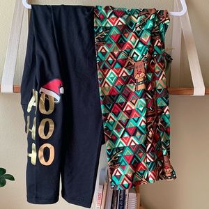 Bundle of Christmas Leggings Rare HoHoHo black One size